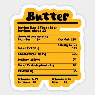 Butter Nutrition Facts Food Calories Holiday Thanksgiving Sticker